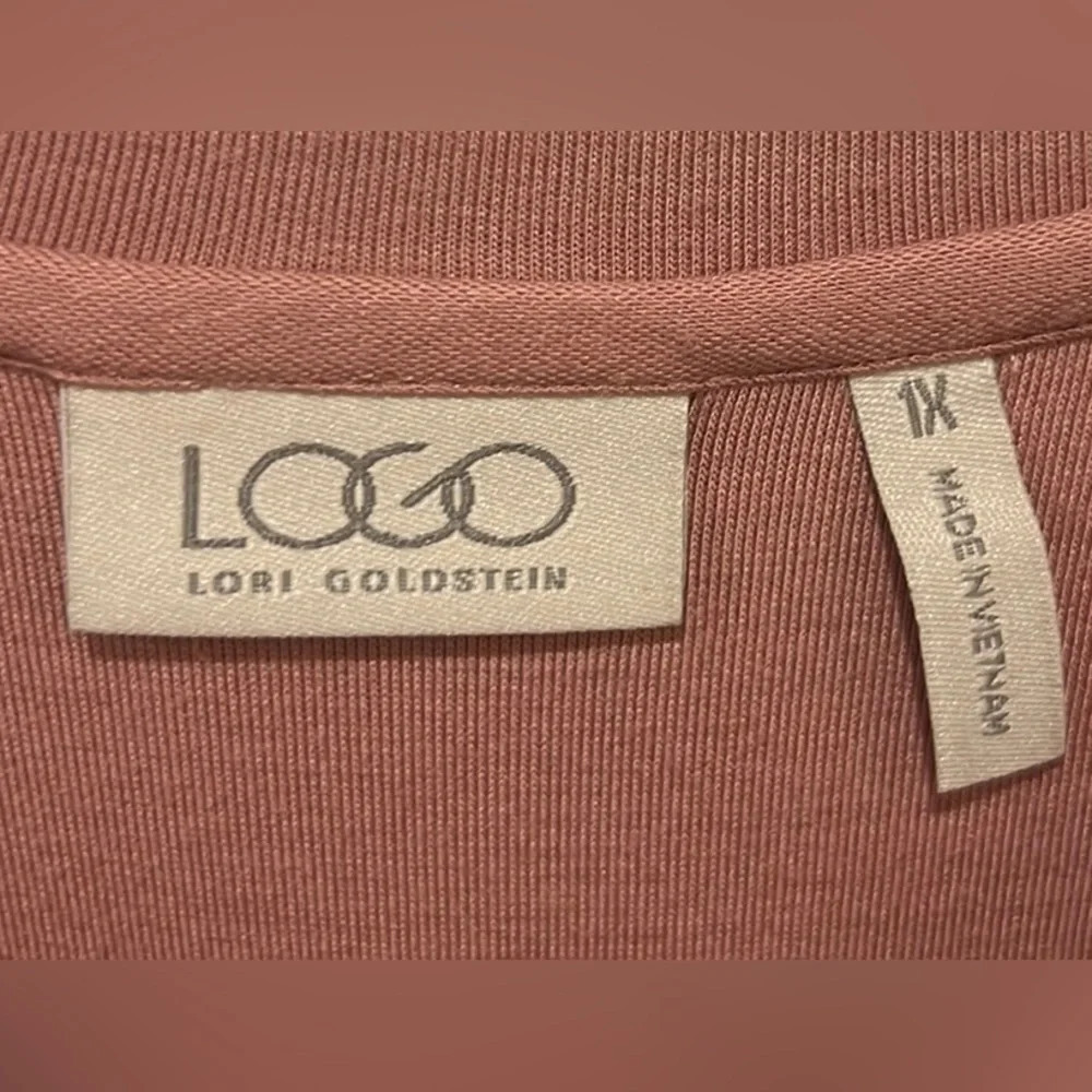 LOGO Lori Goldstein pink 3/4 sleeve tunic top with front pockets size 1X - Picture 3 of 5